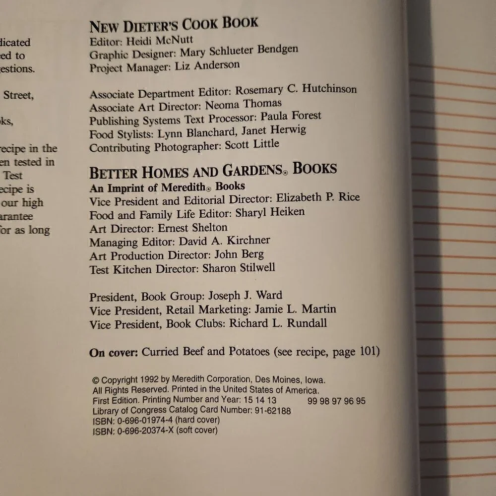 Better Homes and Gardens Dieter's Cookbook Hardcover